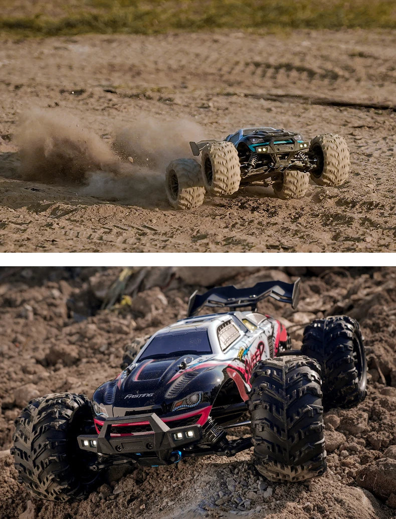 RC Off-Road 4x4 Brushless Car – 70KM/H High-Speed 1/16 4WD Monster Truck with LED Lights for Kids
