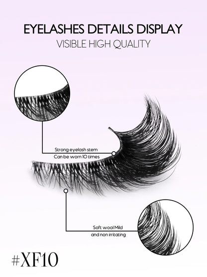GROINNEYA Cat Eye False Eyelashes – Natural Long Clear Band Winged End Faux Mink Lashes for Eye-Enhancing Makeup