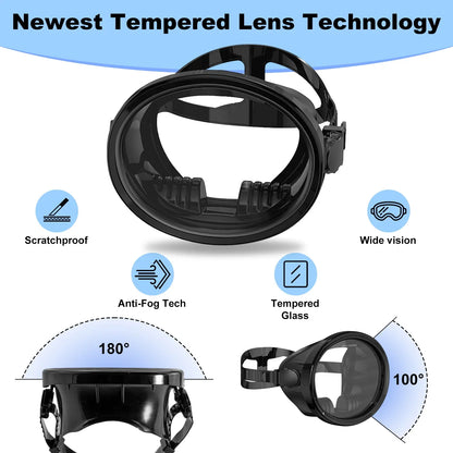 Full-Face Snorkeling Mask - Waterproof Anti-Fog 180° Panoramic Diving Goggles for Adults