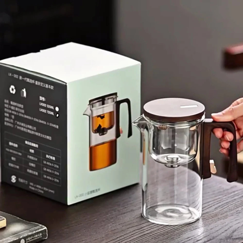 Glass Tea Pot Kettle with Magnetic Infuser - 520ML/720ML Tea Filtration Cup Set with One-Click Switch