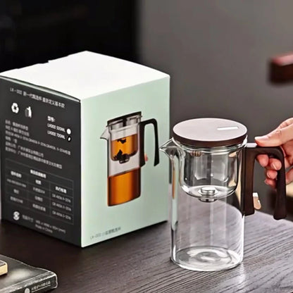 Glass Tea Pot Kettle with Magnetic Infuser - 520ML/720ML Tea Filtration Cup Set with One-Click Switch