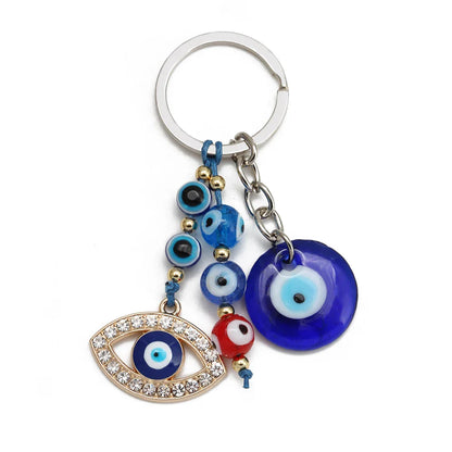 Lucky Eye Fatima Hand Keychain – Alloy Tree of Life Elephant Owl Blue Turkish Evil Eye Car Keyring Jewelry for Men & Women Gift
