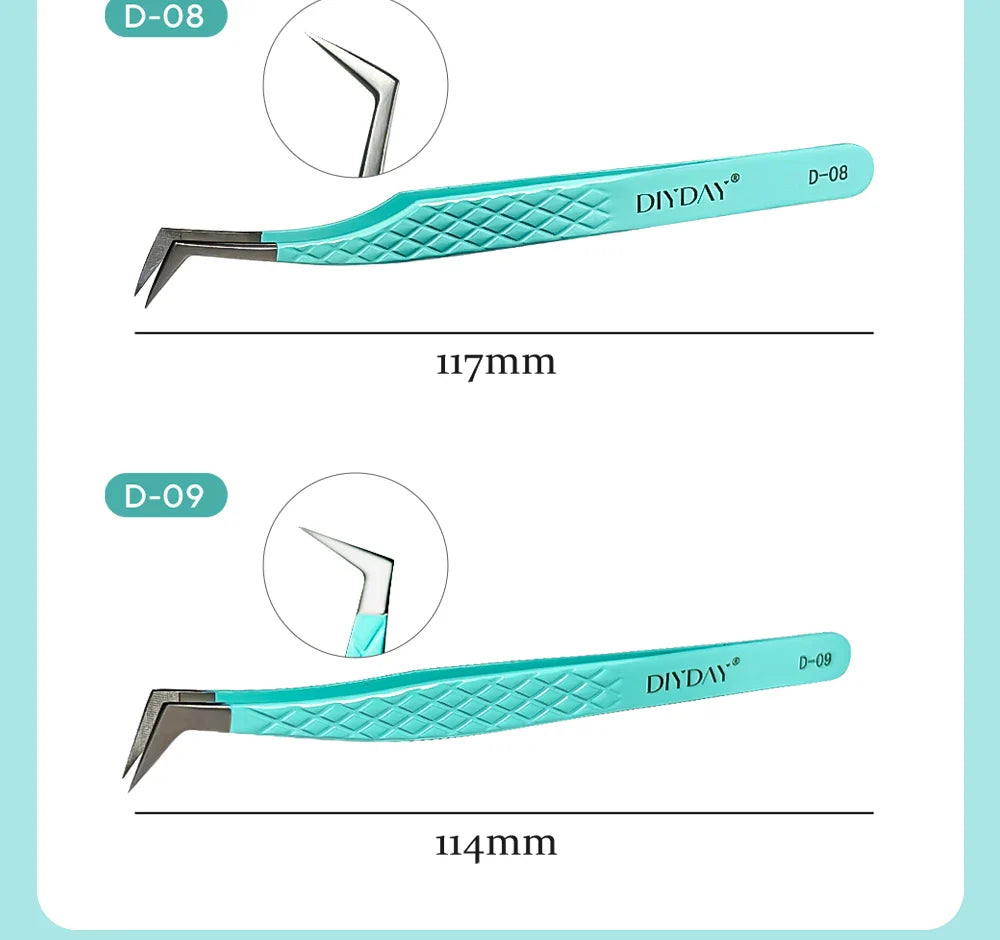 DIYDAY Anti-Slip Tweezers — High-Density Fiber Tip for Eyelash Extensions & Eyebrow Precision Beauty Tools