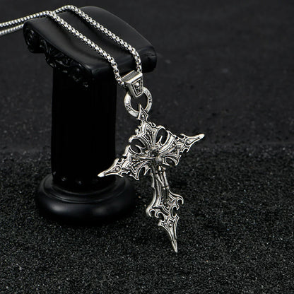 Retro Gothic Skull Cross Necklace - Personalized Halloween Pendant Jewelry for Men and Women