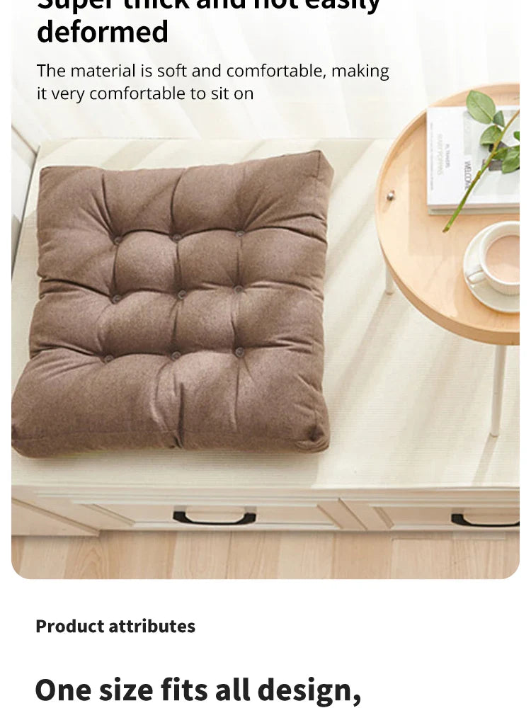 Linen Square Cushion – Pearl Cotton Backrest Pillow & Seat Pad for Home, Office, Computer Chair & Stool