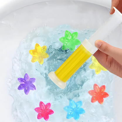 1 or 2-Pack Flower Toilet Cleaner Gel Syringe - Aromatic Drain Cleaning Detergent and Air Freshener - Odor Removal for Home Bathroom