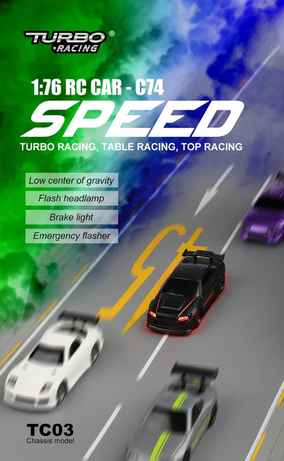 Turbo Racing 1:76 RC Drift Car | C64/C72/C73/C74 with Gyro & Full Remote Control for Kids & Adults