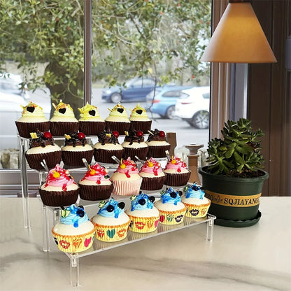 Multi-Layer Acrylic Cake Display Stand – Clear Trapezoidal Rack for Desserts & Cupcakes