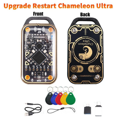 Chameleon Ultra Upgrade Smart Card Emulator – RFID NFC 13.56MHz Reader + 5X UID Keychain, 125KHz Card Decoder & Duplicator