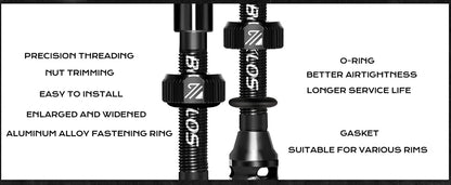 BUCKLOS Tubeless Presta Valve 40–100mm — CNC Aluminum Alloy Bike Valve for Road & MTB