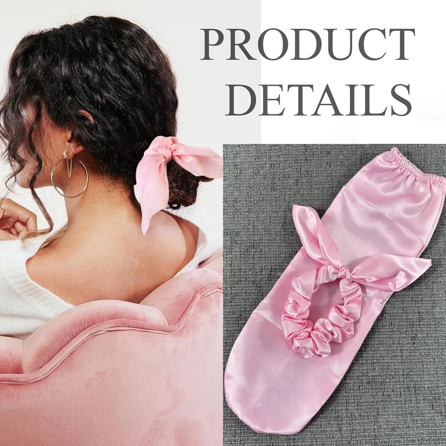 Cute Rabbit Ear Headband – Satin Bunny Knot Hairband for Women & Girls, Elastic Bowknot Hair Accessory
