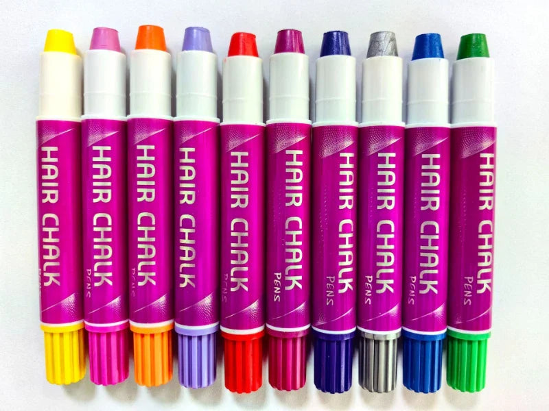 10-Piece Hair Chalk Pen Set – Temporary Washable Non-Toxic Hair Color for Festivals, Halloween & Parties