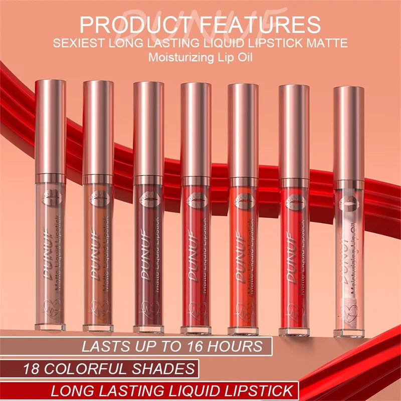 Matte Velvet Dark Red Brown Lip Gloss – Long-Lasting Waterproof Liquid Lipstick with Natural Moisturizer & Transparent Lip Oil