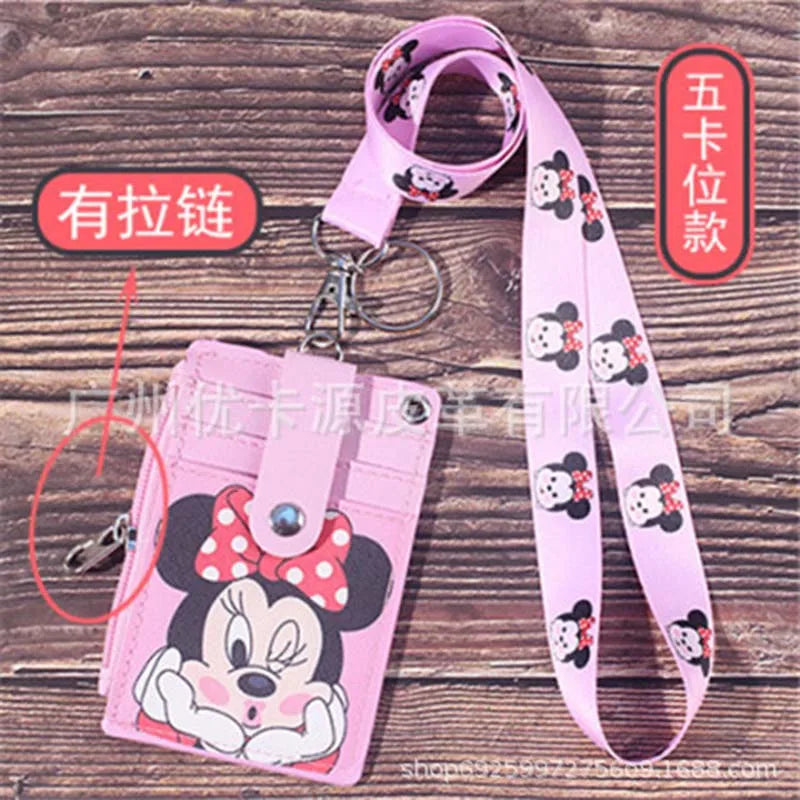 Unisex 5-Bit Badge Reel Business Card Holder with PU Neck Strap & Coin Purse – ID, Bus & IC Card Lanyard