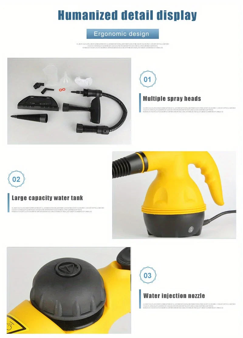 Handheld Electric Steam Cleaner – High Temperature Sterilization for Air Conditioning, Kitchen Hood & Car Cleaning, EU/US Plug