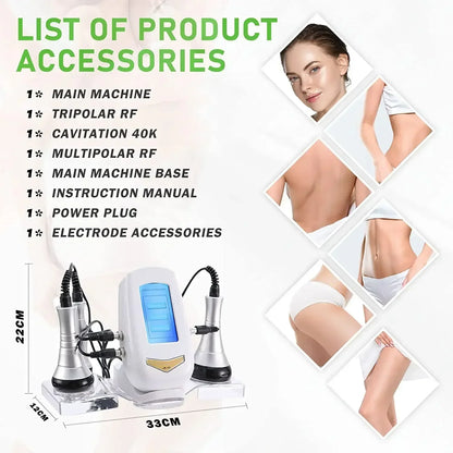 RF Tool 40K Cavitation Ultrasonic Body Slimming Machine - Multi-Polar Radio Frequency for Anti-Wrinkle, Skin Rejuvenation, and Lifting