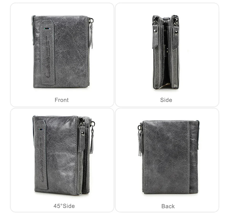 CONTACT'S Genuine Leather Short Wallet for Women — Luxury Designer Card & Coin Holder, Mini Money Clip Wallet with Free Shipping