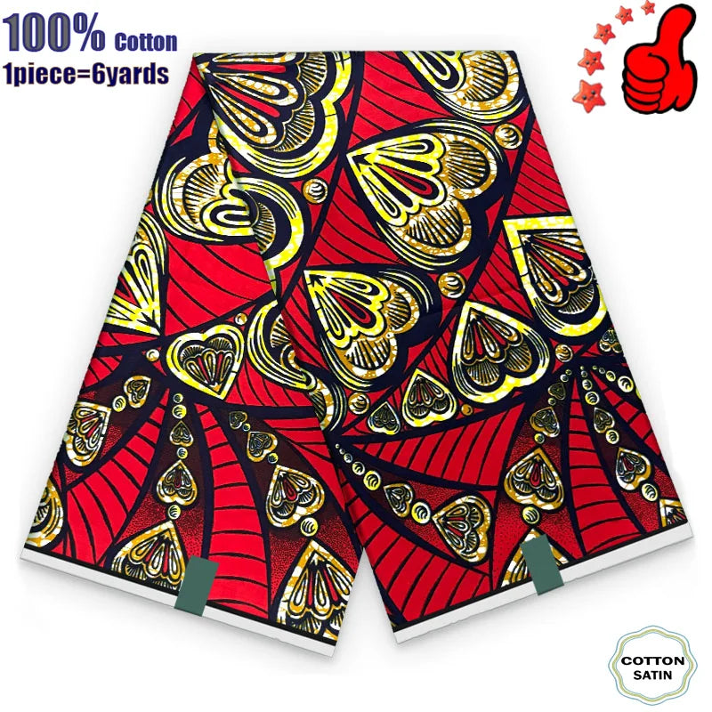 African Real Wax Fabric - High Quality 100% Cotton Ankara Pagne for Women’s Dresses