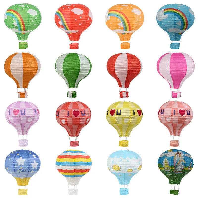 25cm-40cm Hot Air Balloon Chinese Lanterns: Paper Lanterns for Christmas, Wedding, and Halloween Decorations - Outdoor Birthday Party Lights