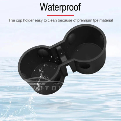 USVOTOV Water Cup Holder for Tesla Model 3/Y (2022-2024) - TPE Insert Storage Box and Center Console Organizer