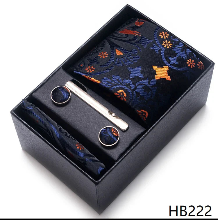 Men’s Tie and Pocket Square Gift Set – 2023 Mixed Colors Paisley Necktie in Box, Wedding Suit Accessory