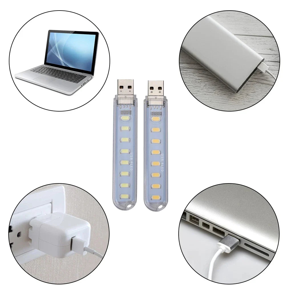 Mini Portable USB LED Book Light – Ultra Bright Reading Lamp with 2/3/8 LEDs, DC5V for Power Bank, PC, Laptop & Notebook