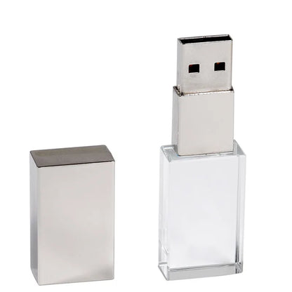 USB 2.0 Crystal Flash Drive - 4GB-128GB High-Speed Memory Stick, Wedding Gift & Photography Pendrive