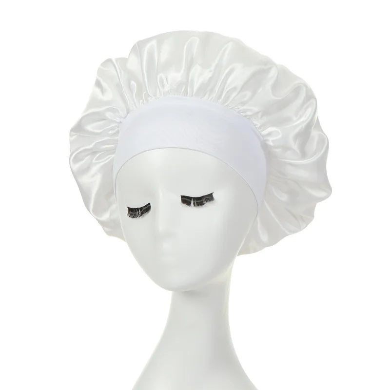 Women's Silky Satin Night Sleep Cap - Double Layer Adjustable Hair Bonnet, Shower Cap for Curly Hair Styling Accessories