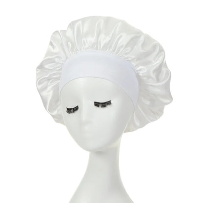 Women's Silky Satin Night Sleep Cap - Double Layer Adjustable Hair Bonnet, Shower Cap for Curly Hair Styling Accessories