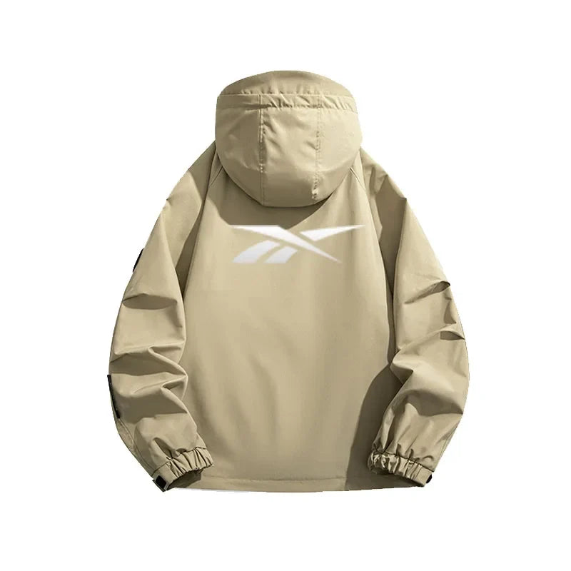 Reebok Logo 2026 Men's Windproof Waterproof Jacket - Spring-Autumn Casual Multi-Pocket Loose Fit