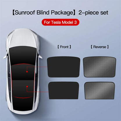 YZ Sun Visor Upgrade for Tesla Model 3 & Y Highland 2021-2024 – Ice Cloth Buckle Sunshade for Glass Roof & Skylight