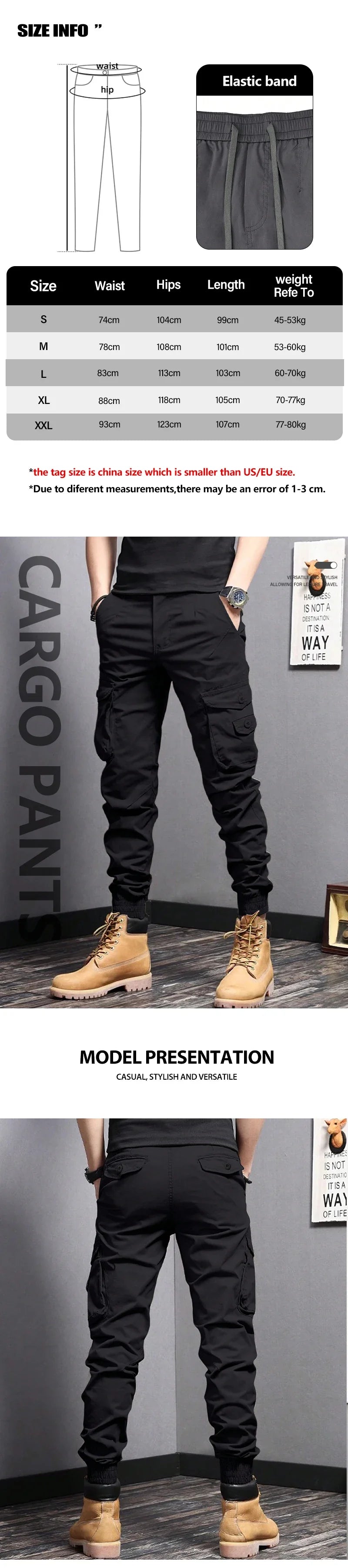 Men's Casual Cargo Pants — Side Flap Pocket Tapered Workwear for Spring & Fall Outdoor Activities