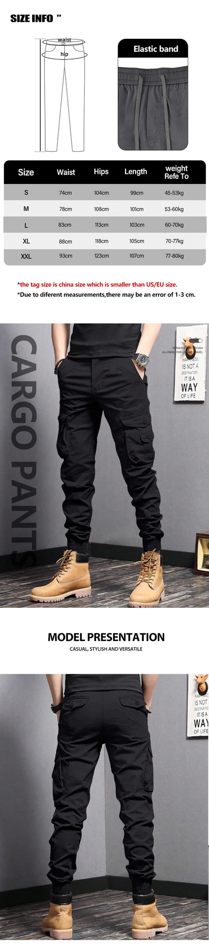 Men's Casual Cargo Pants — Side Flap Pocket Tapered Workwear for Spring & Fall Outdoor Activities