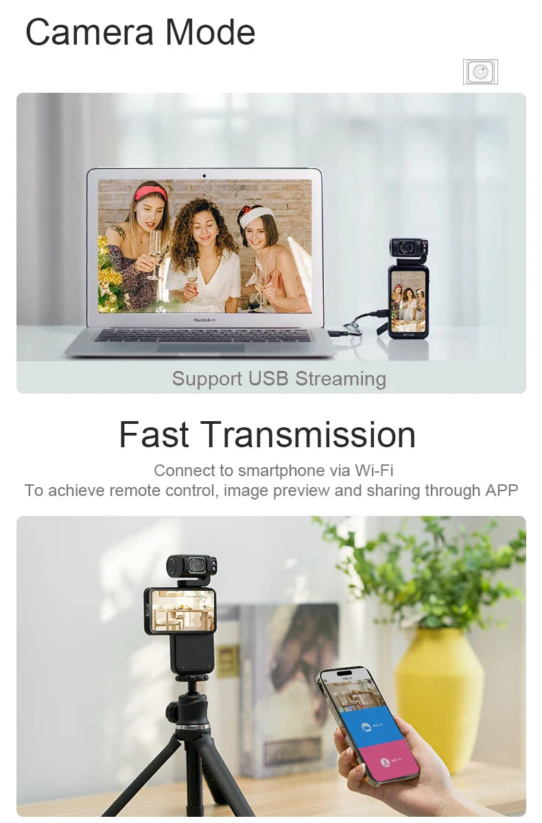 Ordro M3 Pocket Digital Camcorder — 5K 30FPS with Image Stabilization & Large Screen, Handy Travel Vlog Camera