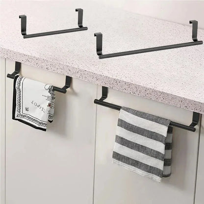 Over-Door Stainless Steel Towel Rack – Bathroom & Kitchen Hanging Storage Bar for Cabinet Doors