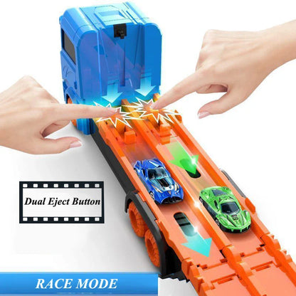 Large Car Transporter Truck with Folding Track - Alloy Racing Vehicle Storage, Competitive Games for Boys, Novel Children's Gift