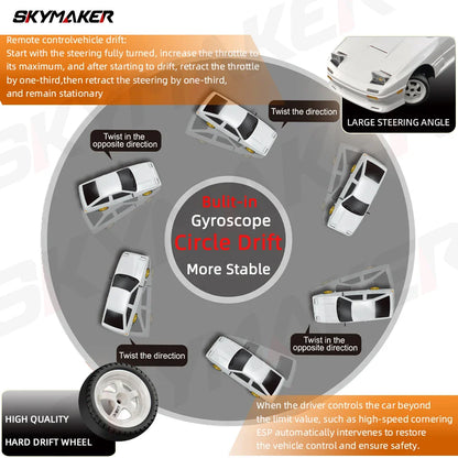 1:18 Skymaker AE86 & RX-7 FC RC Drift Cars with 2.4G Remote, ESP Gyroscope & LED Lights – Mini Racing Toy Cars