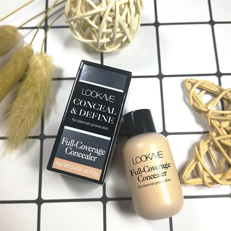 Waterproof Liquid Concealer Foundation – Full Coverage Cream for Acne, Scars, Dark Circles & Face Makeup Base