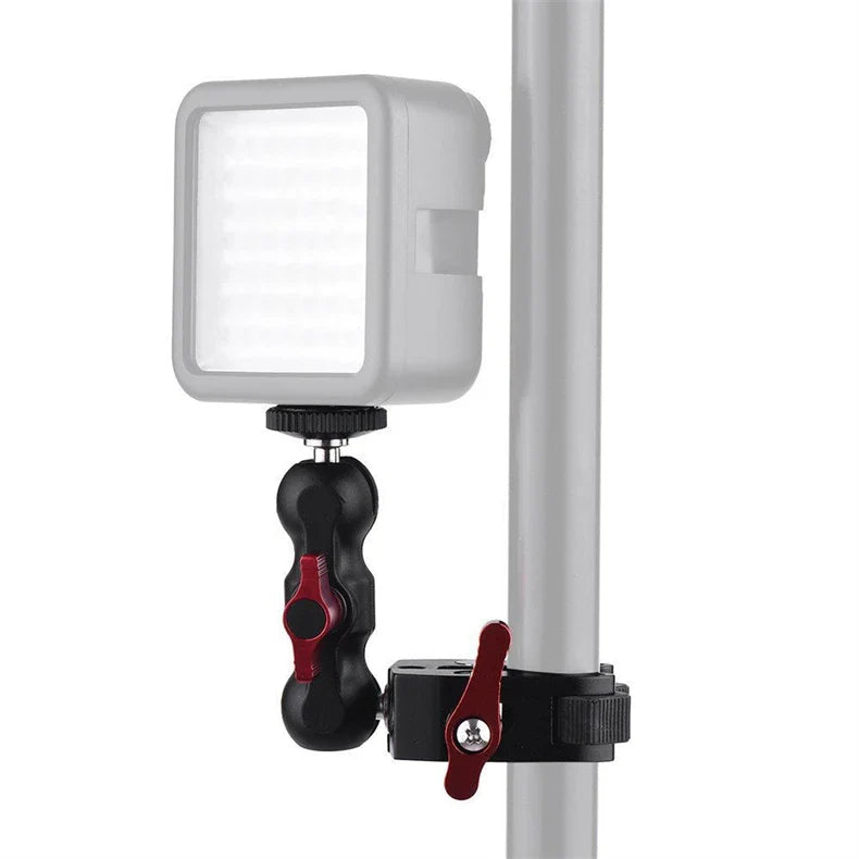 Super Clamp Camera Mount with 360° Ballhead Magic Arm - Double Ball Head Adapter for DSLR, GoPro, LED Lights, & Phone