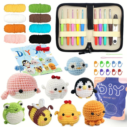 Animal Crochet Kit for Beginners - DIY Starter Set with Step-by-Step Knitting & Craft Supplies