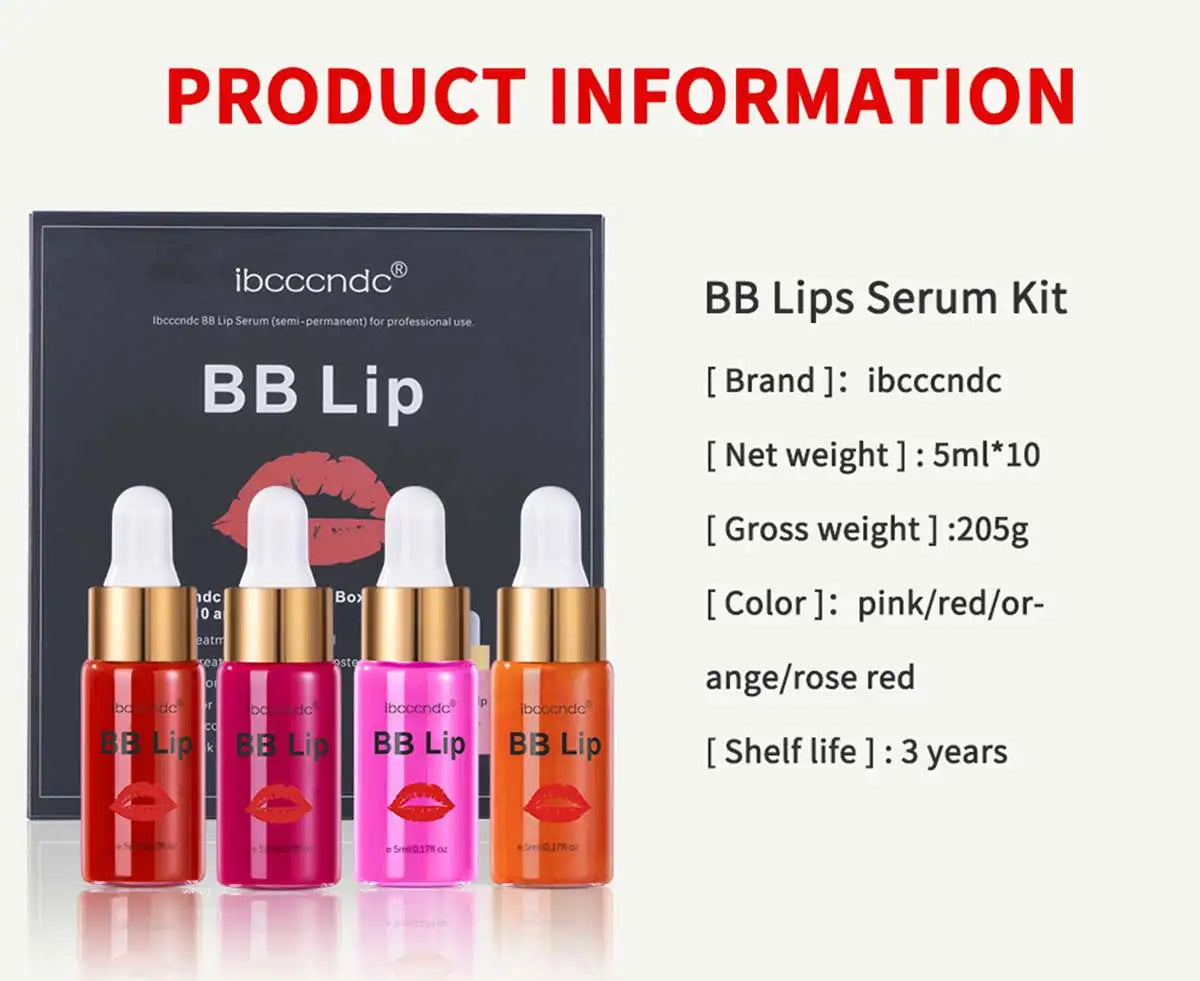BB Lips Ampoule Serum Starter Set – Semi-Permanent Tinted Lip Gloss, Moisturizing & Long-Lasting Lip Care with Free Shipping