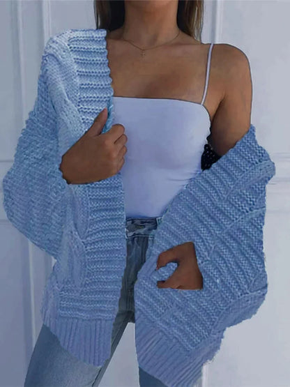 ALLUKASA Women’s Autumn Winter Cardigan – Plush Batwing Long Sleeve Loose Knit Sweater Outerwear Fashion Pullover