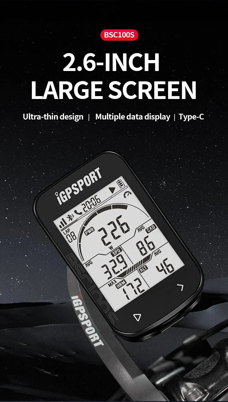 IGPSPORT BSC100S GPS Bike Computer — Wireless Speedometer, Digital Stopwatch & Cycling Odometer