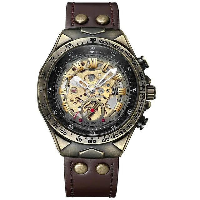 BINBOND A275 Men’s Retro Tourbillon Mechanical Watch – Waterproof Leather Strap Luxury Wristwatch