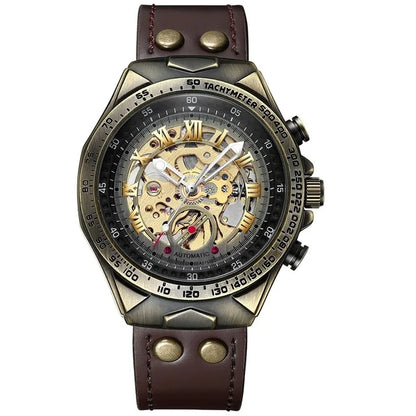 BINBOND A275 Men’s Retro Tourbillon Mechanical Watch – Waterproof Leather Strap Luxury Wristwatch