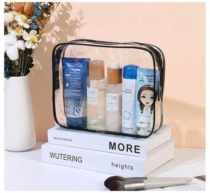 3-Size Transparent Toiletry Bags – Large Capacity Travel Organizer Stroller Bag for Makeup, Cosmetics & Multifunctional Storage