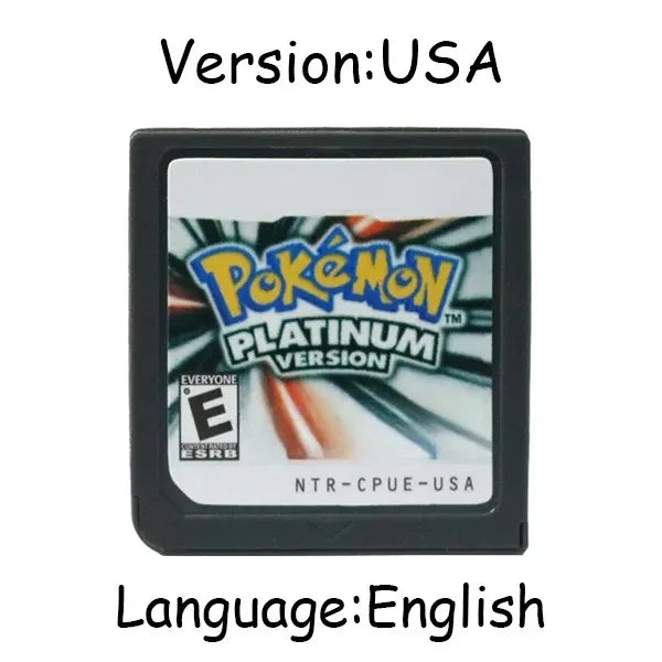 Pokemon Series DS Game Cartridge – Platinum, Pearl, Diamond, HeartGold, SoulSilver, Multilingual for NDS/3DS Consoles