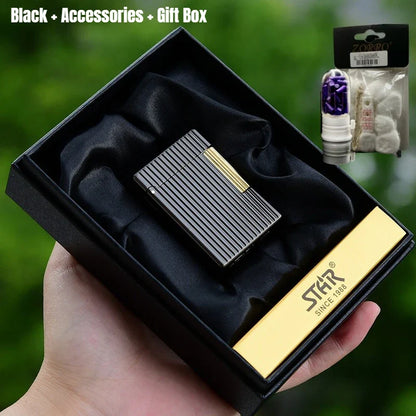 ST30 Vertical Pearl Chrome Oil Lighter – Stylish Side-Sliding Classic Metal Cigarette Lighter, Men’s Gift Accessory