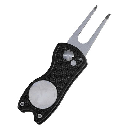 Foldable Golf Divot Repair Tool — Golf Ball Pitch Groove Cleaner & Putting Green Training Aid Accessory