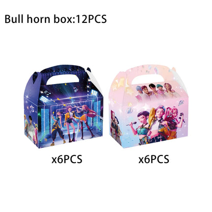K-Pop Demon Hunters Birthday Party Favors — Keychains, Candy Boxes, Stickers & Masks for Kids